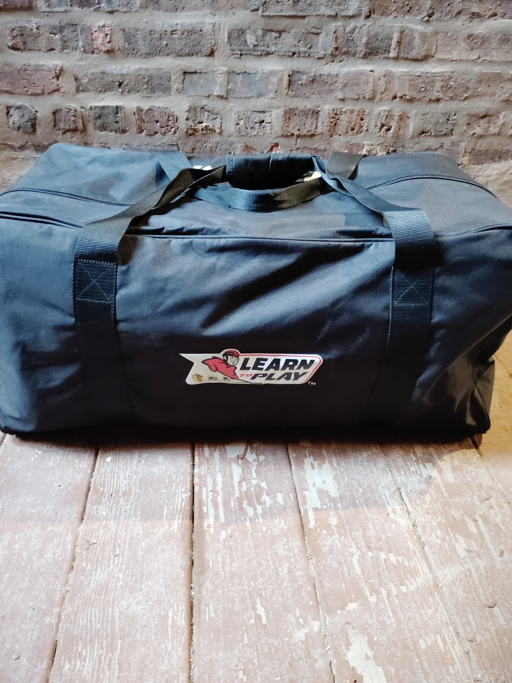 CCM XXLARGE Black Duffel/Hockey Bag With Little Blackhawks Logo& Learn To Play